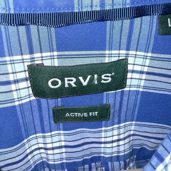 Orvis Heritage Wash Blue & White Active Fit Button Down Shirt Sz L - Picture 2 of 8